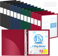 Henoyso 1.5 Inch 3 Ring Binders with Clear Front Cover and 2 Pockets, Round Ring Binders Fits 8.5'' x 11'' Letter Size Paper for School Office Supplies, 12 Pack (Assorted Classic Color)