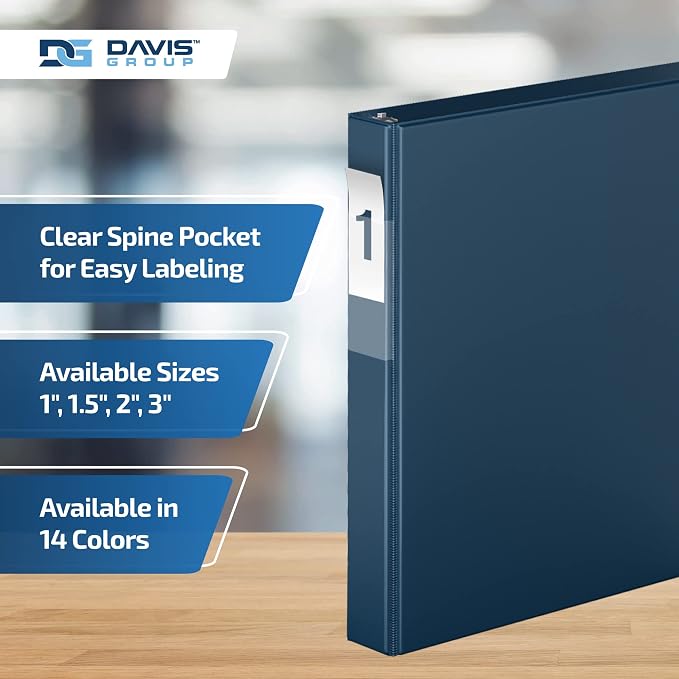 Premium Economy 6-Pack 3-Ring Binders for School or Office, D-Ring Binders, 1 Inch, Navy Blue | Heavy-duty binder, fits 8.5" x 11" paper, navy blue, customizable spine, made in Canada, ideal for school or office use