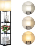 SUNMORY Floor Lamp with Shelves, Standing Lamps for Living Room, Black | 3 CCT LED Bulb Include, 4-Tier Display Bookshelf, 63" Tall Corner Shelf Lamp, Modern Style for Bedroom, Office, Home Decor