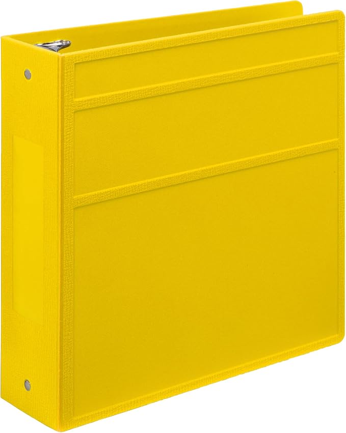 Carstens 3-Inch Heavy Duty 3-Ring Binder - Side Opening, Yellow, Durable Plastic, Precision No-Gap Rings, Waterproof Cover, No Pockets, Holds 400 US Letter Sheets, BPA-Free, Made in USA (1709-3R)