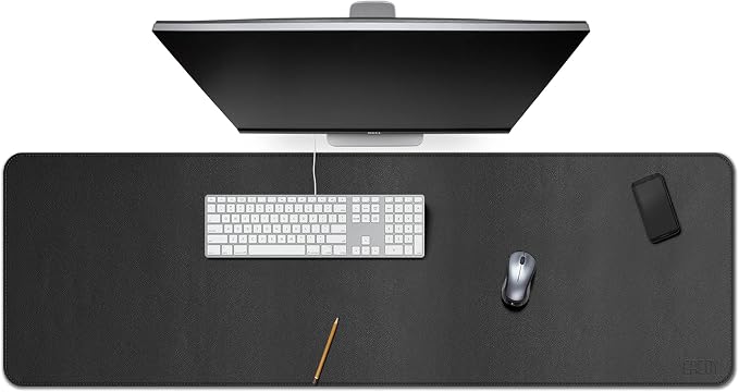 Cacoy PU Leather Desk Pad, 55" x 16" Computer Desk Writing Mat for Office and Home, Large Gaming Keyboard Mouse Pad (Black)