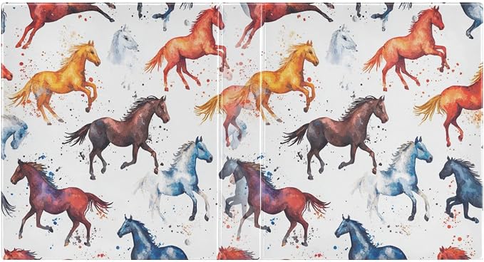 Watercolor Horses Decorative 3 Ring Binder 1.5 Inch Large View Binders with Pockets Holds 200 Sheets File Organizer for Office College School, 1 Pack