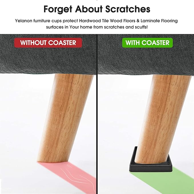 Furniture Coasters,8 Pcs 3” Furniture Caster Cups - Non Slip Furniture Pads Hardwoods Floors - Non Skid Furniture Grippers, Rubber Furniture Feet, Anti Slide Floor Protector for Bed Couch Stoppers