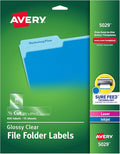 Avery® Clear Self-Adhesive Filing Labels, 2/3" x 3-7/16", 450 Printable Labels, Glossy Clear (5029)