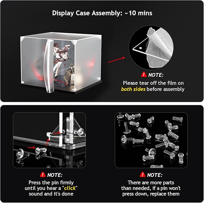 KOLIPI Acrylic Display Case for Collectibles, Clear Display Box 6x6x8 in | Plexiglass Box for Lego Figures Dolls Models, Dustproof Protection, Stable and Stackable, Assembly Required