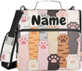 Custom Cute Paw Prints 3 Ring Binder Bag 1.5 inch Personalized Name Binder Organizer 500 Sheet Documents Storage for School Office