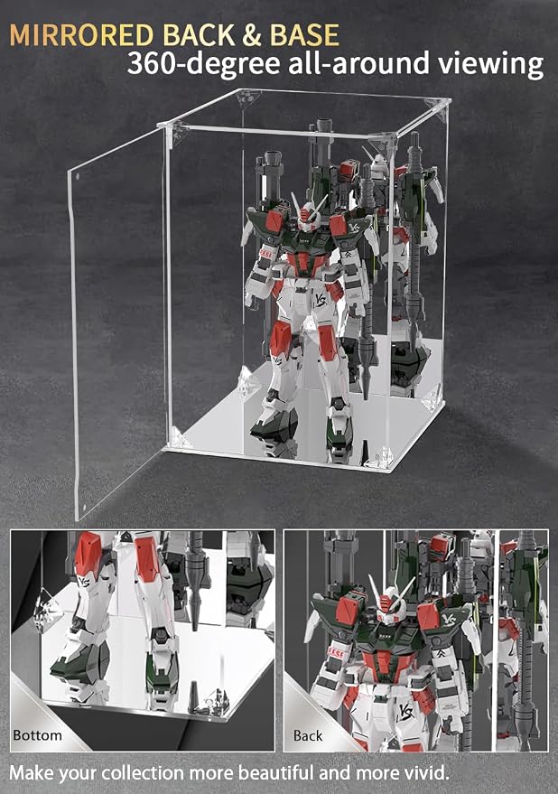 Clear Acrylic Display Case with Mirrored Back and Base, UV Protected Acrylic Box with Magnetic Door, Dustproof Display Box Showcase for Collectibles, Figures, Models, Toys (6x6x10inch)