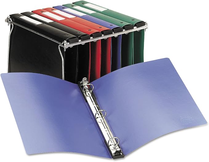 Avery Hanging Storage 3 Ring Binder, 1" Round Rings, 1 Black Binder | For Everyday School, Home and Office Use, Built-In Hangers for Standard Files, Spine Label Holder, Non-Stick Print Protection