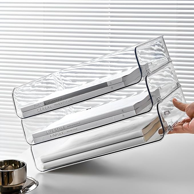 Gagee Set of 2 Office Organization and Storage, Clear PET Letter Tray Desk Organizer, Stackable Document Organizer for Notes, Pens, File Paper, Desk