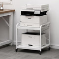 Fannova Large Printer Stand for Under Desk Storage, Adjustable Top Shelf | Table Top 20"x20", Fits 3D/Laser Printer, Easy Roll Industrial Wheels, Heavy Duty 2 Tier Printer Cart for Home Office, White
