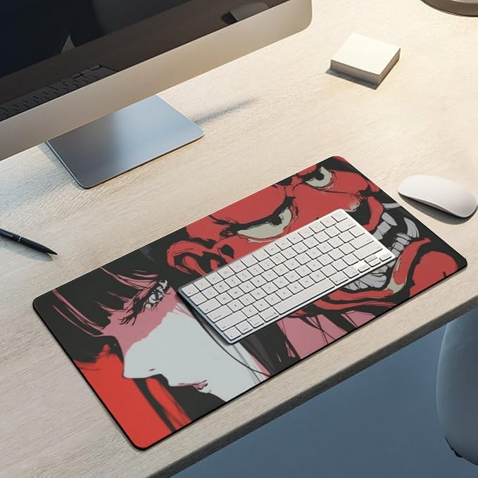 Japanese Female Samurai Anime Girl Large Mouse Pad Gaming Desk Mat Keyboard Computer Pad Non-Slip Rubber Mouse Mat for Home Office 30x60cm