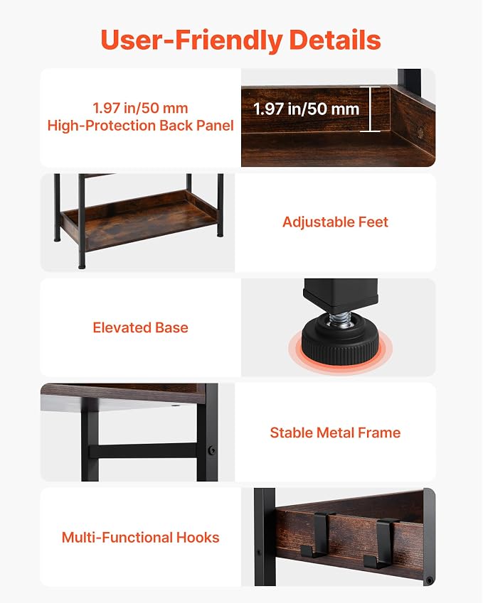 VEVOR Industrial Bookshelf, 6-Tier, Vintage Ladder Shelf Bookshelves and Bookcases, with Metal Frame, Book Organizer with Open Shelves, for Living Room, Bedroom, Kitchen, Home Office, Rustics Brown