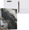 Liquid Marble Black Gold 3 Ring Binders 1.5 Inch Clear View Three Ring Binders Versatile Binder for Work School Office Supply 1 Pack