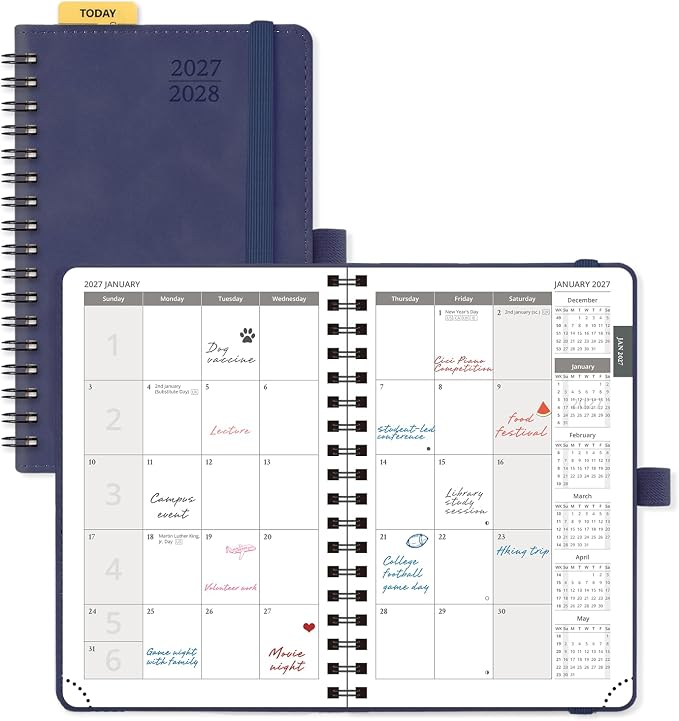 POPRUN Monthly Planner 2027-2028 (Jan.27-Jun.28),4.5"x6.25" Pocket Calendar