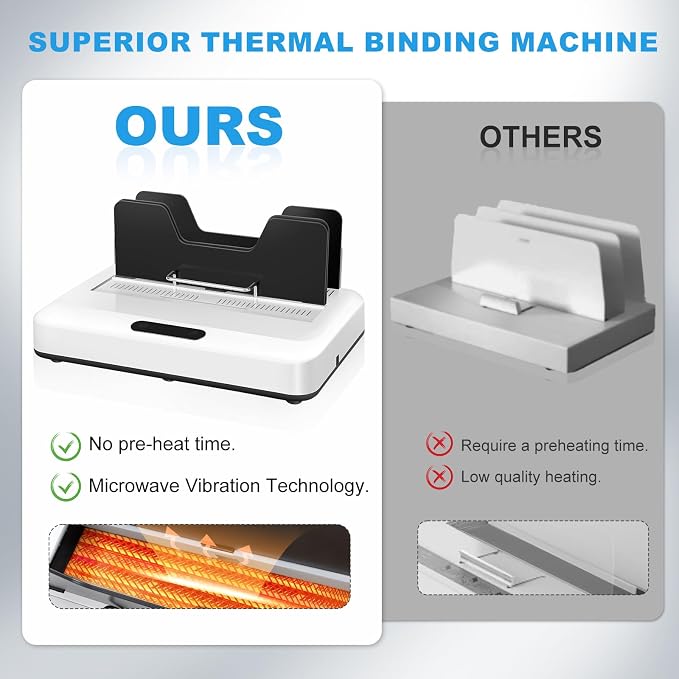 Thermal Binding Machine, 500 Sheets Capacity, No Preheat Time, Digital Touch Panel with Air Cooling, Electric Binder for A4/A5/Letter Size Business Documents, Office and Home Projects