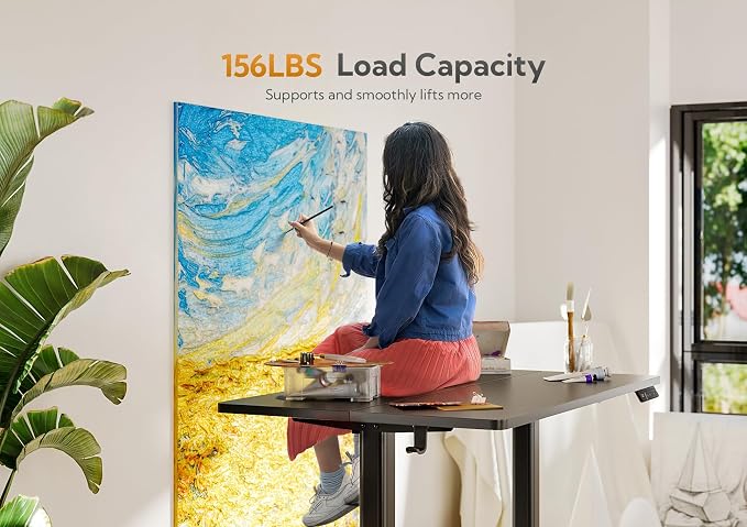Claiks Electric Height Adjustable Standing Desk, 32x19 Inch, Black | Smooth Height Adjustment, 3 Memory Presets, Cable management hub & hook, Stable Steel Frame, 156 lbs Capacity, Easy Assembly