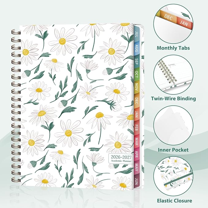 Planner 2026-2027, Weekly and Monthly Academic Year Calendar Planner, July 2026 - June 2027, Daily Agenda Book for Office School Supplies, Letter Size(8.5'' x 11'')