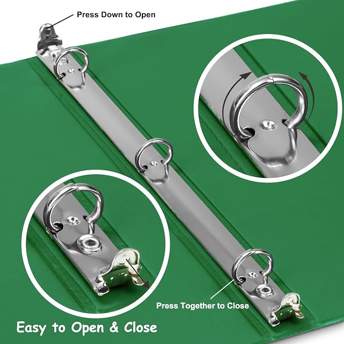 COMIX Sturdy 0.5 Inch 3 Ring Binder with Clear View Cover | 0.5"Heavy Duty Round Ring,PVC-Free Board,Holds 100 Letter Sheets,Wholesale for Offices & Classrooms,6 Pack (Green)