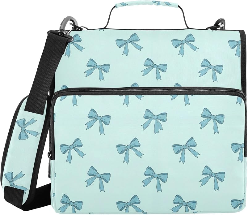 Zipper Binder Bag 3 Ring File Folder Portfolio Organizer Zippered Binder Bags with Strap Fits Laptop Women Men