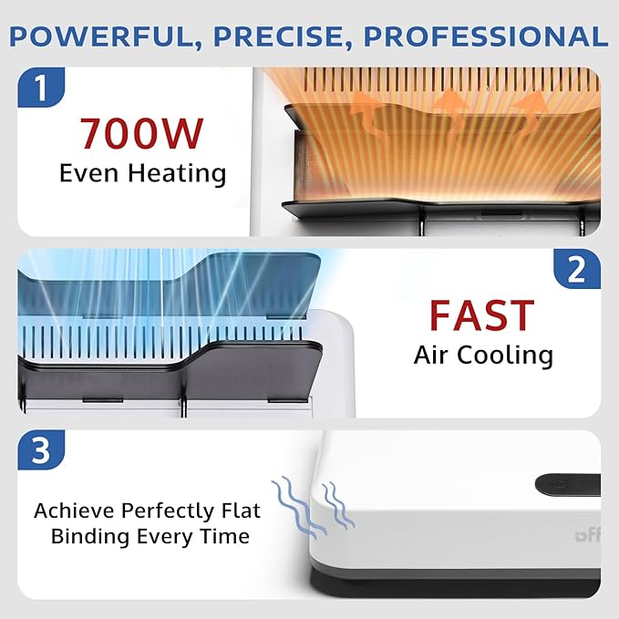 OFFNOVA Thermal Binding Machine 500 Sheets Capacity, No Preheat, Air Cooling, Book Binder Machine with 20 Binding Covers, for A4/A5/Letter Size Business Documents, Office and Homeschool Projects