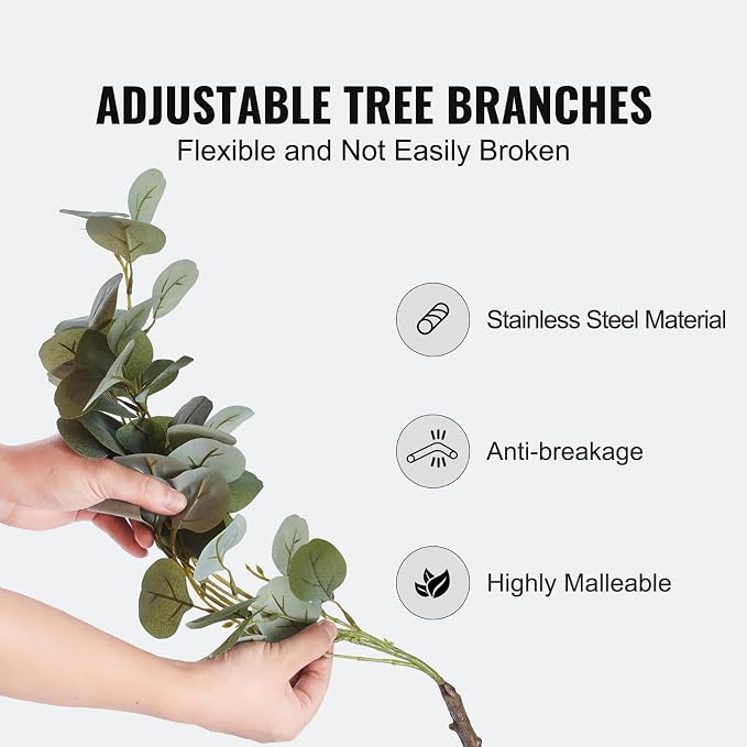 VEVOR Artificial Eucalyptus Tree, 6 FT Faux Plant, Secure PE Material & Anti-Tip Tilt Protection Low-Maintenance Plant, Lifelike Green Fake Potted Tree for Home Office Christmas Decor Indoor Outdoor
