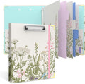 3 Ring Binder 1 Inch Round Ring Binder with 6 Tab Dividers，2 Interior Pockets，Cute Binder Clipboard with Storage, for School Office, Portfolio(Garden Flowers)