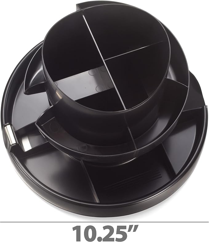 Recycled Rotary Organizer, 16 compartments, 10 1/4 x 6 3/4, Black