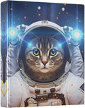 3 Ring Binder Cat Space Astronaut 1.5" Round Ring Binders View Binder with 200 Sheet for Kids School Supplies Women Men Office, 1 Pack