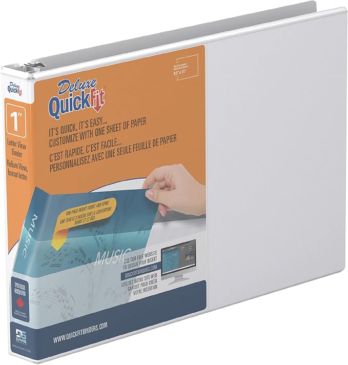 QuickFit Heavy-Duty Landscape 3-Ring Binder, Round Ring, 8 1/2 Inches by 11 Inches, 1 Inch, White