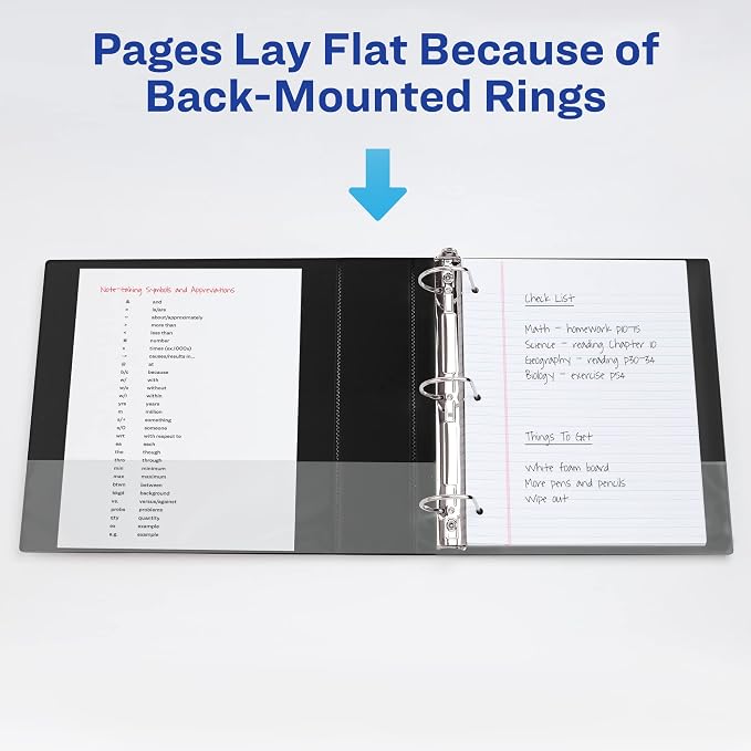 Avery® Heavy-Duty View 3 Ring Binder, 2" Slant Rings, 1 Black Binder | For Heavy School, Home and Office Use, DuraHinge Tear-Resistant Spine, DuraEdge Split-Resistant Edges, Clear View Covers