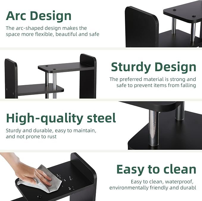 Desktop Organizer,Office Storage Rack,Wood Small Bookshelf,Black | Display Shelf,Office Shelf,Desk Organizer Small Tabletop Hutch for Office,Dorm,Living Room,Counter Top