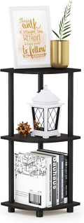 Furinno TURN-N-TUBE Corner Shelf, 3-Tier Corner Bookshelf, Display Storage Shelves with Open Shelves, for Organization and Storage, Living Room, Home Office, Garage, Espresso