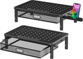 Zimilar 2 Pack Monitor Stand Riser with Metal Drawer, 3 Height Adjustable | Monitor Riser with Phone Holder for Printer, Laptop, Premium Metal Computer Monitor Stand with Storage for 2 Monitors