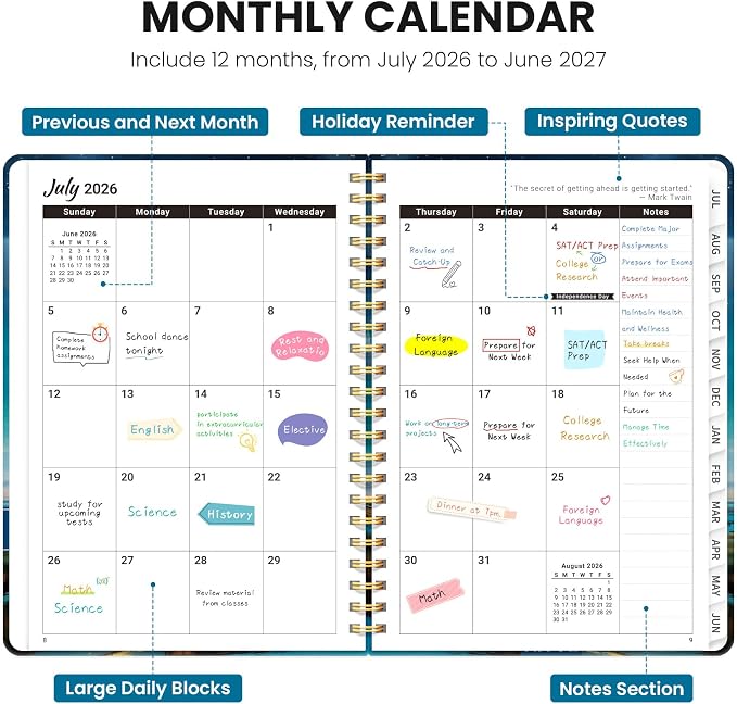 ZOTIA Planner 2026-2027 Weekly & Monthly Calendar Planner Jul 2026-Jun 2027