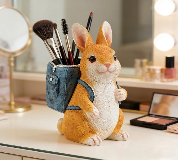Funny Bunny Pen Holder, Pencil Holder for Desk, Bunny Gifts for Women Men, Cute Desk Pen Organizer for Home Office School Decoration