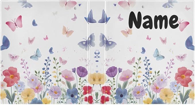 Custom 3 Ring Binder Butterfly Blossom Spring Flowers 1.5" Round Ring Binders Personalized Name View Binder with 200 Sheet for Kids School Supplies Women Men Office, 1 Pack