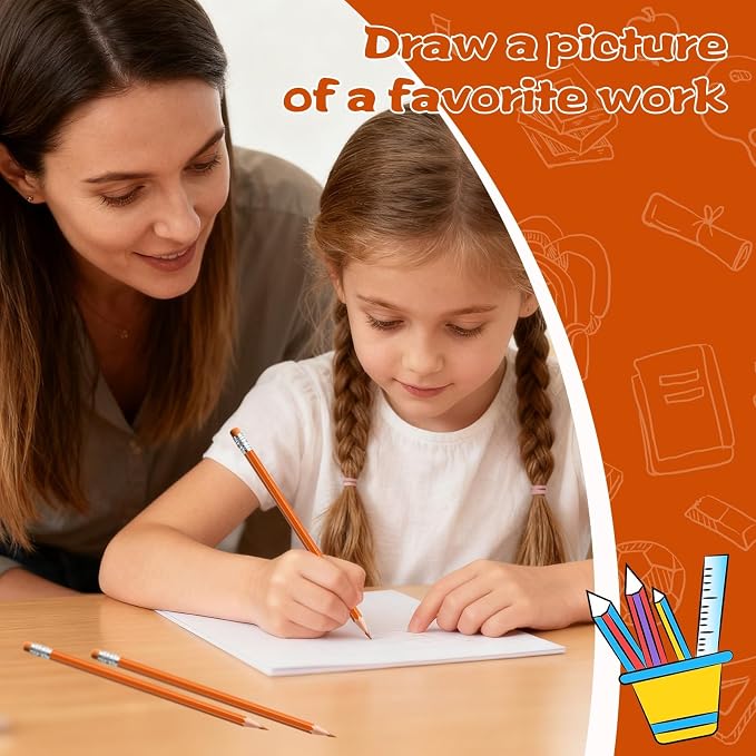 48 PCS Orange Pencils Bulk with Eraser, Pre-Sharpened HB Spring & Easter Pencils for Kids, School Supplies for Writing, Drawing & Easter Art Crafts(Orange)