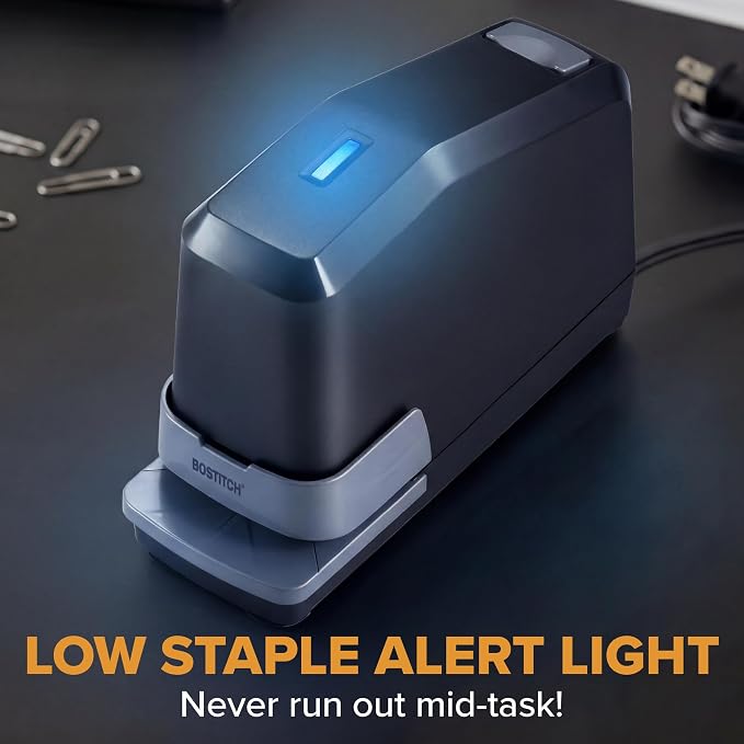 Bostitch Office Impulse Heavy Duty Electric Stapler Value Pack, 45 Sheet Capacity, Includes 5,000 Staples, No-Jam, Faster Stapling, Silver