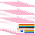 24 Pack Pencil Pouches for 3 Ring Binder Bulk Enlarge Clear Window Pencil Pouches Zipper Pen Case 3 Reinforced Grommet Pen Bag for Binder Utensil Organize Office Supplies(Pink)