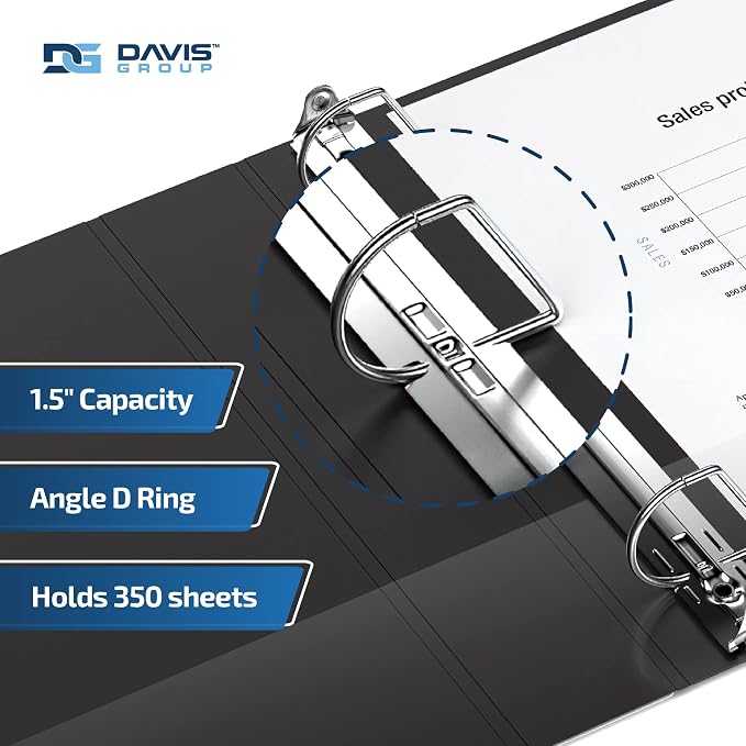 Premium Economy 3-Ring Binder, Spine Label, 1.5" D Rings, 6 Pack | Heavy-duty binder, fits 8.5" x 11" paper, black, customizable spine, made in Canada, ideal for school or office use