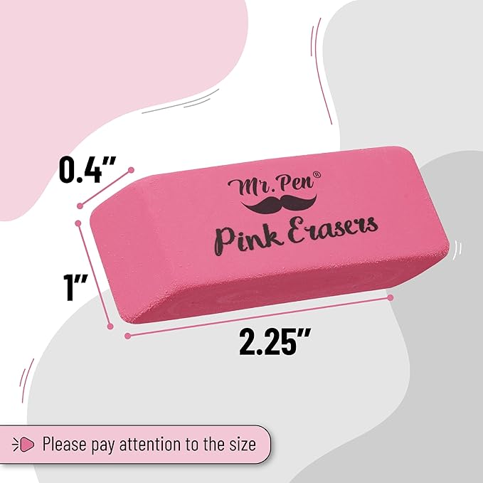 Mr. Pen- Pink Pencil Erasers Bulk, 100 Pack | Bulk Block Erasers for School, Office, Art Sketching, Homework, Exams, Clean Smudge-Free Correction