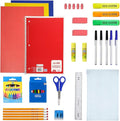 Moda West 24 Pack Bulk School Supplies 50 Piece Kit - Pens, Pencils, Crayons, and More - Value Pack of 24 Kits - Essential Box of School Supplies for Elementary, Middle, and High School Students