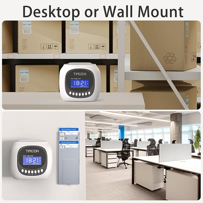 Time Clocks for Employees Small Business, Auto-Align Time Clock, 6 Punches per Day Time Machine | Clock in Machine for Employees with 50 Time Cards and 1 Ink Ribbon (Inside)