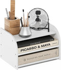 Furinno Classic Desk Organizers and Accessories, 3-Tier Monitor Riser, Office Organization, Desk Top Book Shelf, for Office Supplies, White