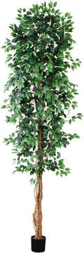 Nearly Natural 10 ft Artificial Ficus Tree Planter Floor Plant | Nature-Inspired Trunk, More than 1500 Lifelike Leaves, Black Nursery Planter Included, Office and Living Room Foyer Decor
