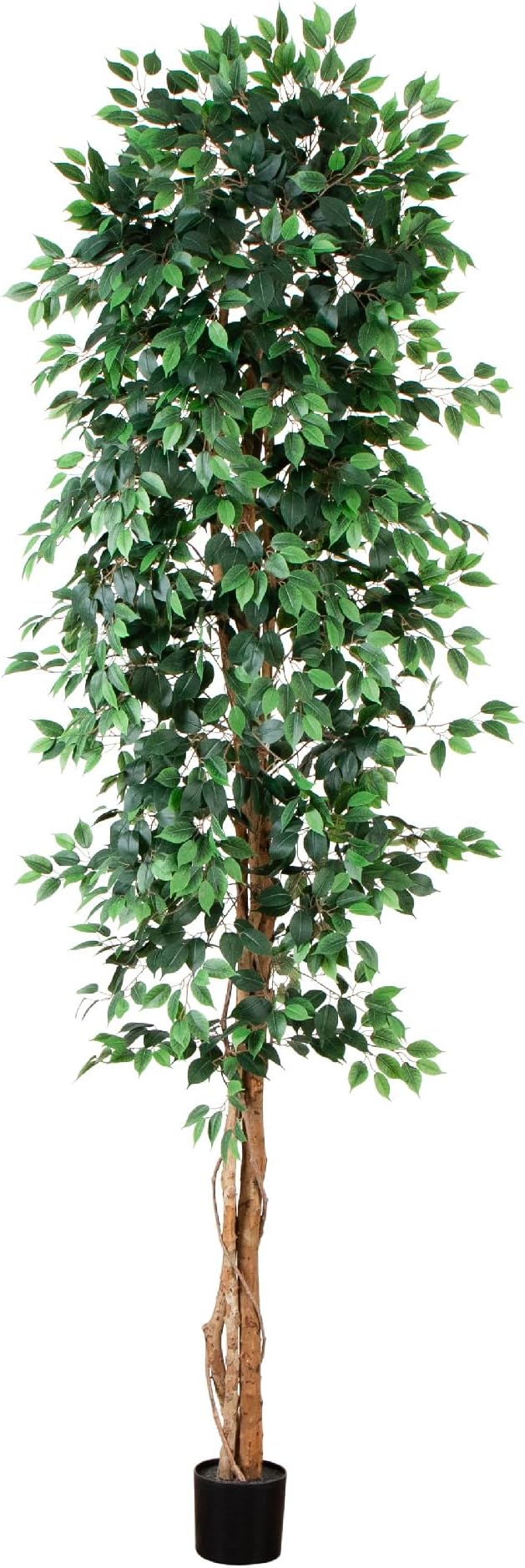 Nearly Natural 10 ft Artificial Ficus Tree Planter Floor Plant | Nature-Inspired Trunk, More than 1500 Lifelike Leaves, Black Nursery Planter Included, Office and Living Room Foyer Decor