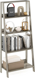 Furinno Ladder Bookcase Display Shelf, 5-Tier, French Oak | 13 x 23.6 x 53.5, Open Frame Design Bookshelf, Display Storage Shelves, for Living Room, Home Office
