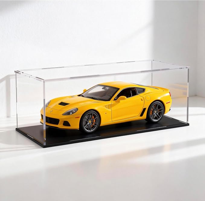 Acrylic Display Case, Clear Acrylic Display Box with Matte Base, Dustproof Collectible Storage Cases, DIY Easy Assembly Showcase for 1: 18 Car Models, Collectibles, 13 x 6.7 x 6.3 inch