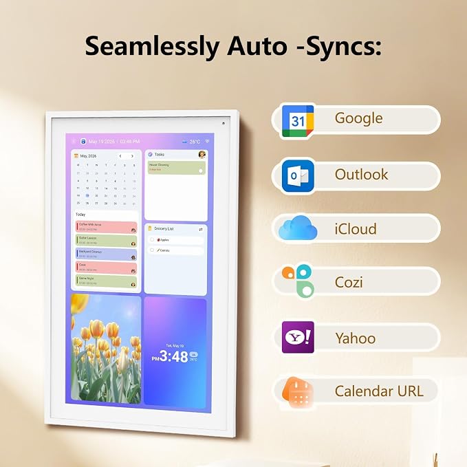 15.6" Digital Calendar Family Electronic Calendar & Chore Chart,Wall/Desk Planner Smart HD Touchscreen Interactive Display Support App, Pomodoro Timer,Planner for Schedules,Meals,Chore,Gifts for Mom Dad(White)