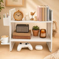Desktop Shelf Organizer,White Desk Shelf for Dormitory Office | Shelf for Top of Desk with Pegboard Accessories,Bookshelf Supplies Storage Rack Freestanding Display for Dresser Home,2 Tier